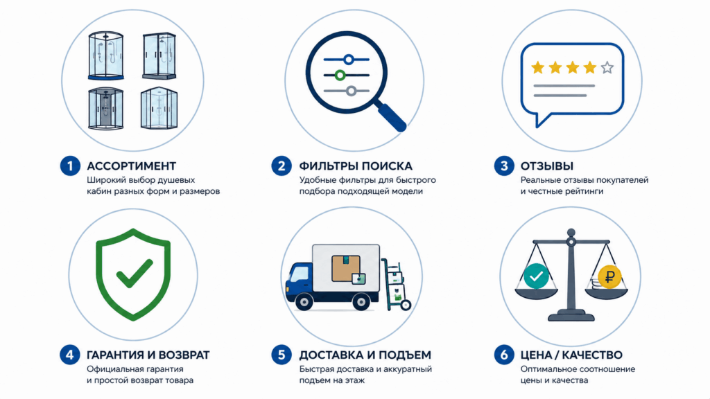 Как мы выбирали лучшие магазины душевых кабин Как мы выбирали лучшие магазины душевых кабин